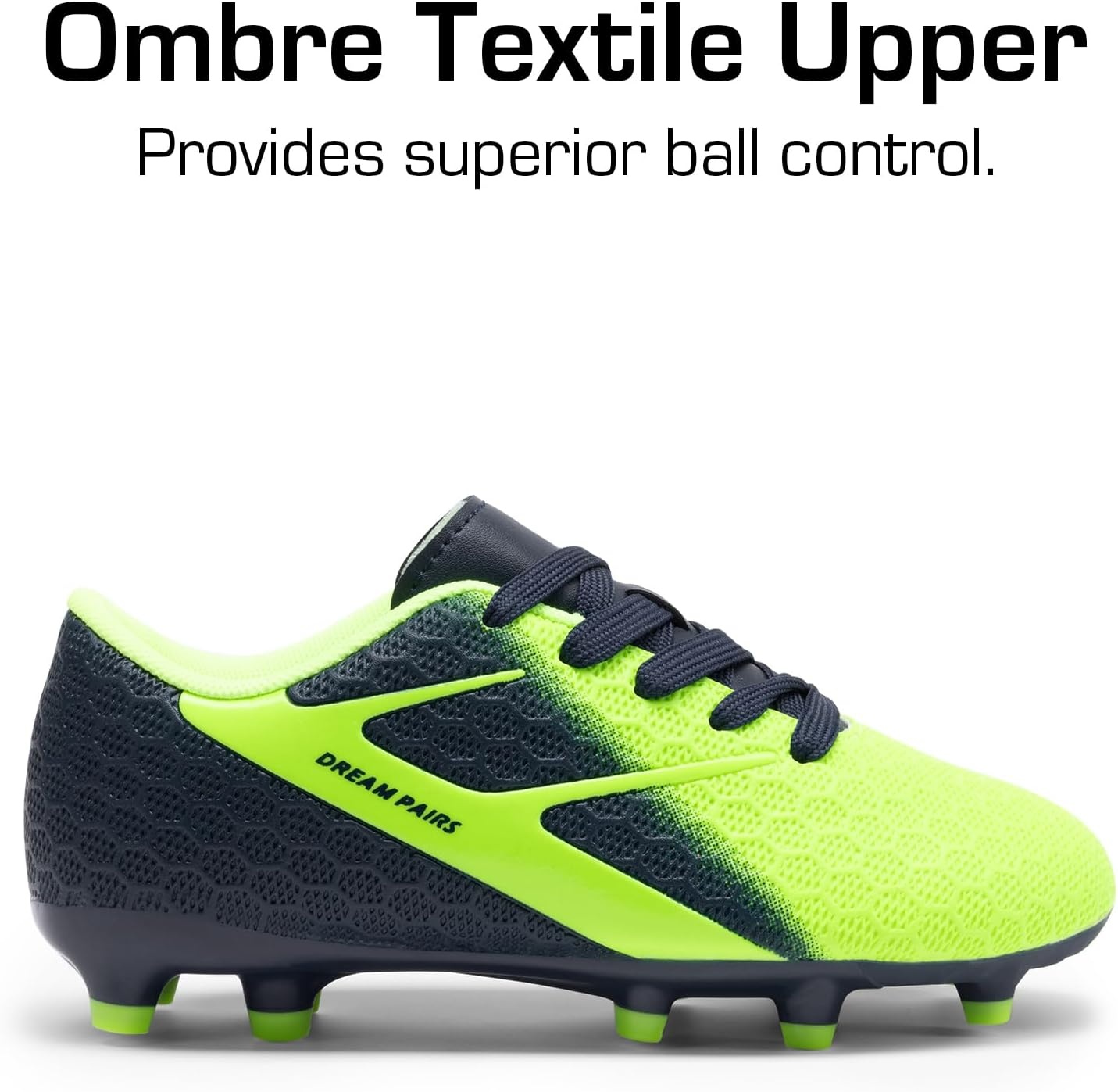 image:imageDREAM PAIRS Girl Toddler Boys Soccer Cleats Textured Upper Improves Control Rubber Outsole Boosts Grip EVA Footbed Adds Cushioning Arch Support Reduces FatigueNavyNeon Green