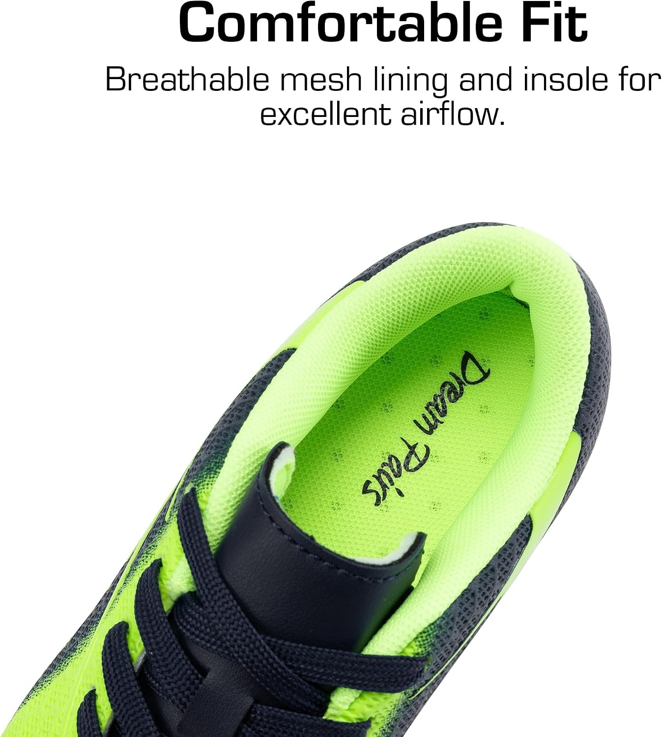 image:imageDREAM PAIRS Girl Toddler Boys Soccer Cleats Textured Upper Improves Control Rubber Outsole Boosts Grip EVA Footbed Adds Cushioning Arch Support Reduces FatigueNavyNeon Green