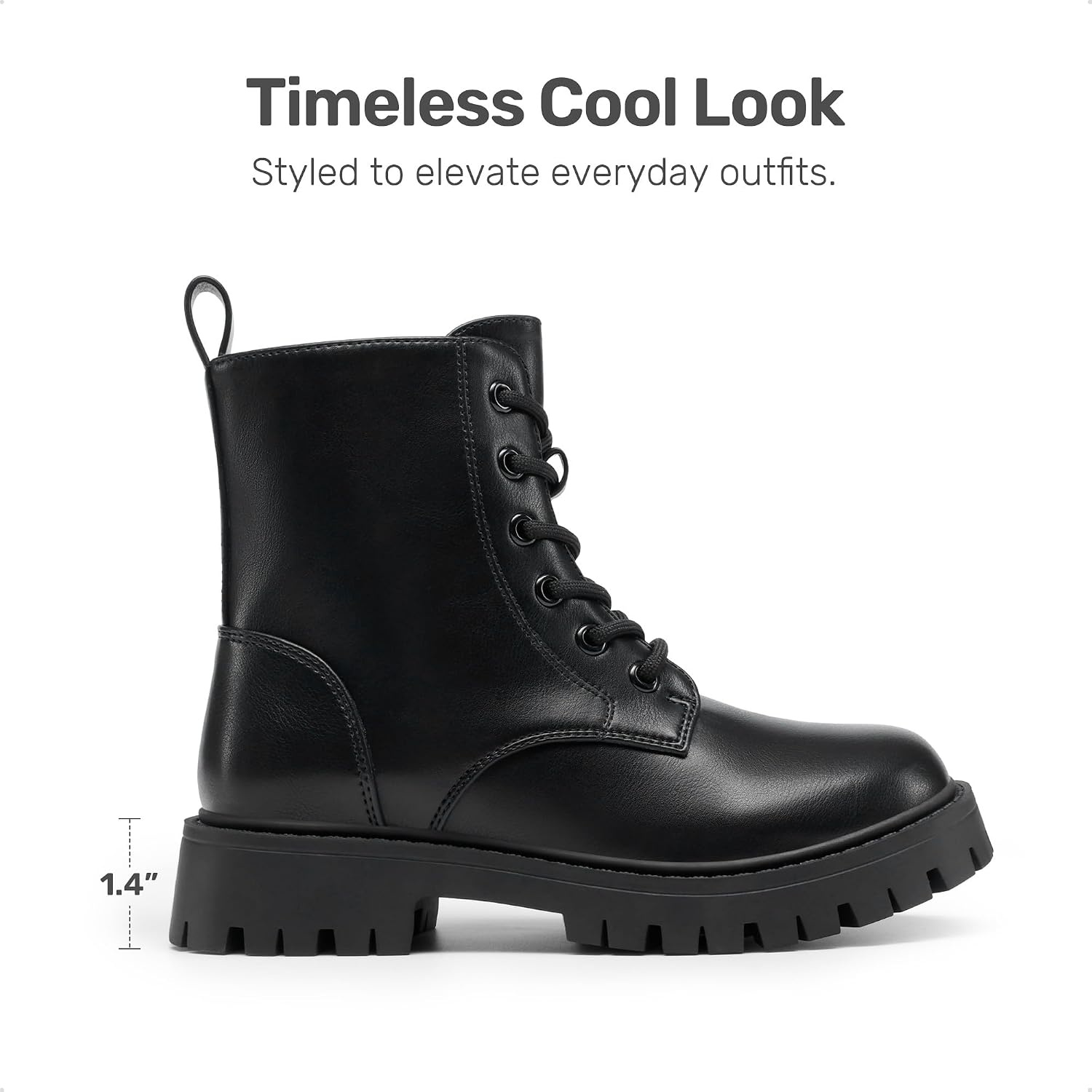 image:imageDREAM PAIRS Girls Lace Up Combat Ankle Boots Girls Combat Ankle Boots 6Eye LaceUp with Side Zipper Easy Wear and Adjustable Fit for Fall Daily Party and Rainy DayBlackpu