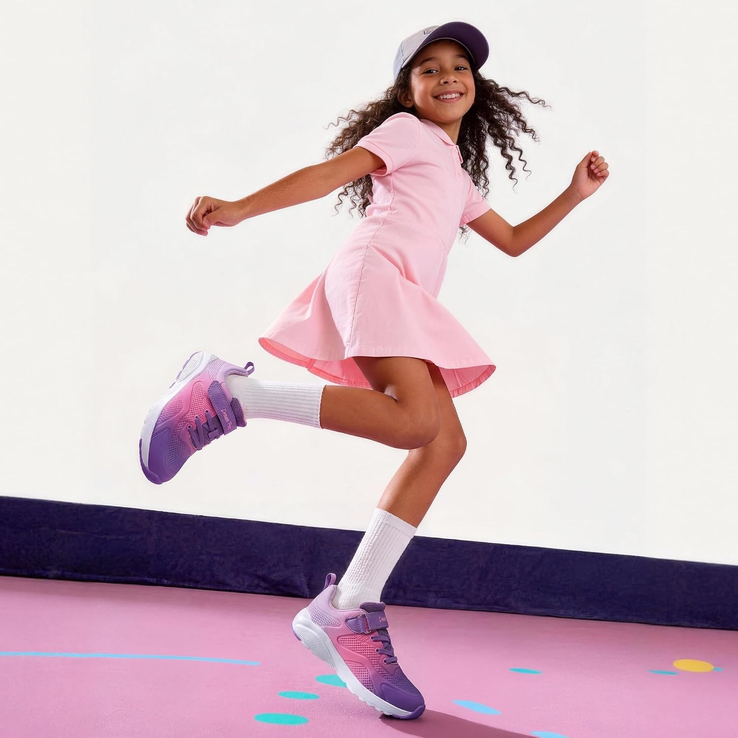 image:imageDREAM PAIRS Girls Shoes Tennis Sneakers LightweightRunningBreathable Comfortable Non SlipHookandLoopWalking Gym School Daily PlayPurpleHot Pink
