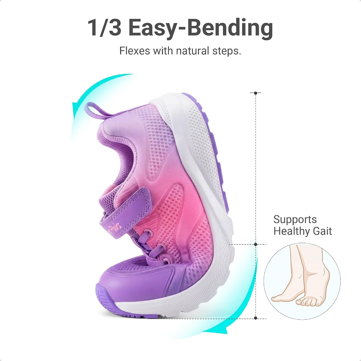 image:imageDREAM PAIRS Girls Shoes Tennis Sneakers LightweightRunningBreathable Comfortable Non SlipHookandLoopWalking Gym School Daily PlayPurpleHot Pink