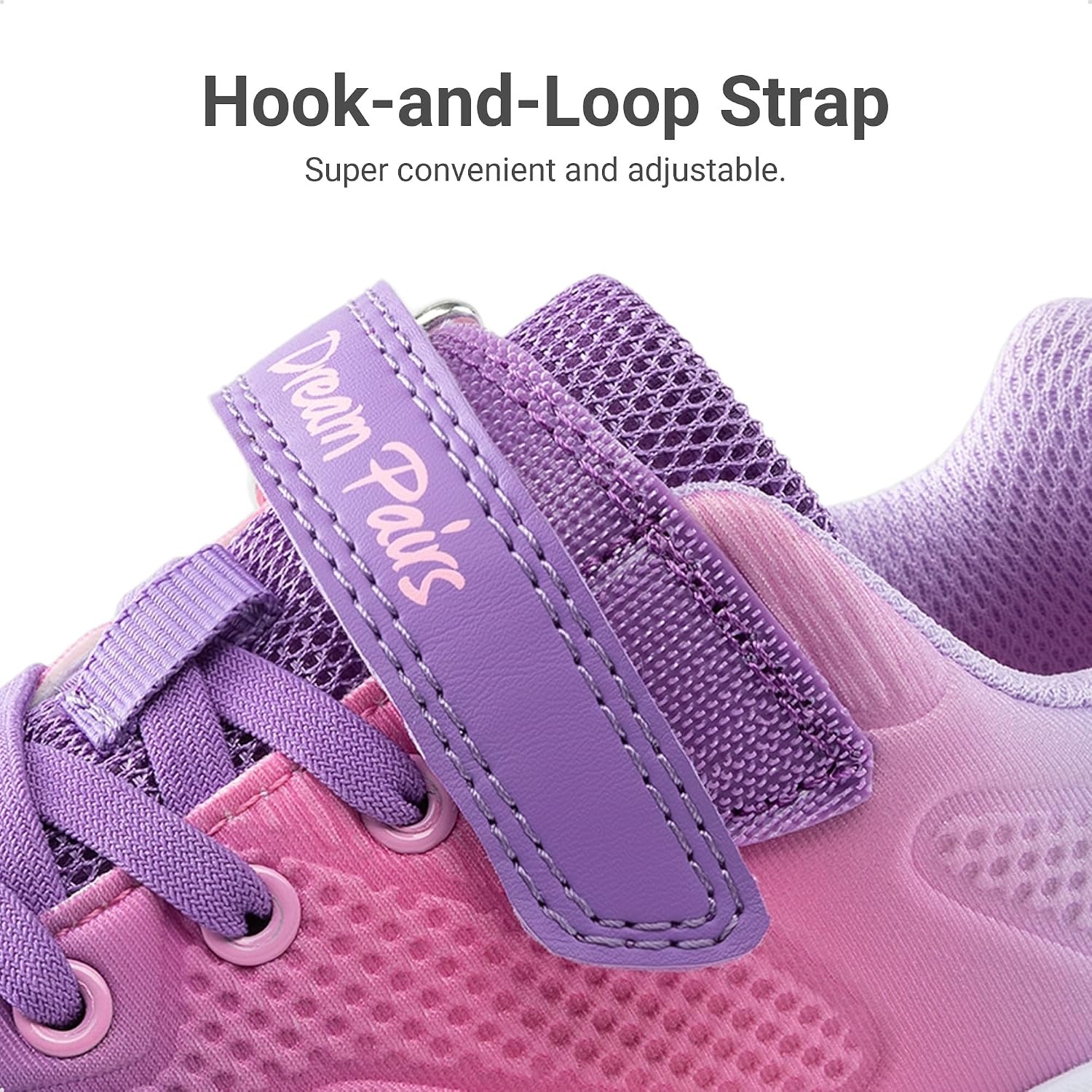 image:imageDREAM PAIRS Girls Shoes Tennis Sneakers LightweightRunningBreathable Comfortable Non SlipHookandLoopWalking Gym School Daily PlayPurpleHot Pink