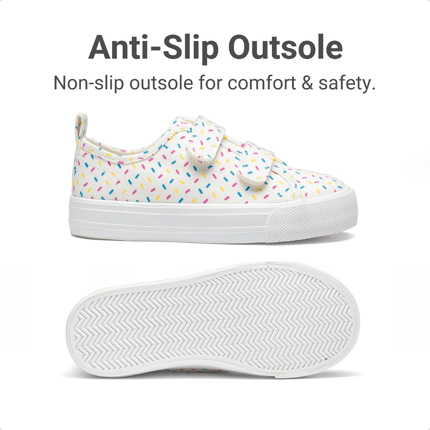 image:imageDREAM PAIRS Kids Sneakers Hook amp Loops Playful cartoon design Breathable upper Lightweight Girls toddler Canvas ShoesBeigeMulti