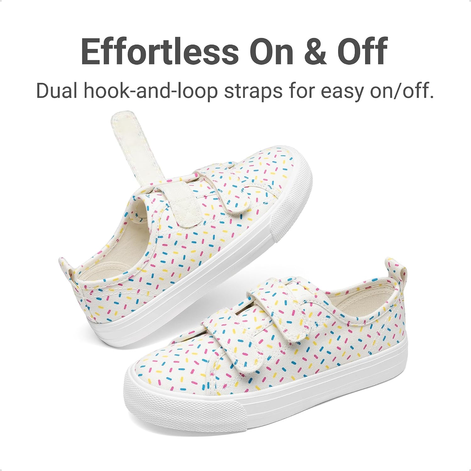 image:imageDREAM PAIRS Kids Sneakers Hook amp Loops Playful cartoon design Breathable upper Lightweight Girls toddler Canvas ShoesBeigeMulti