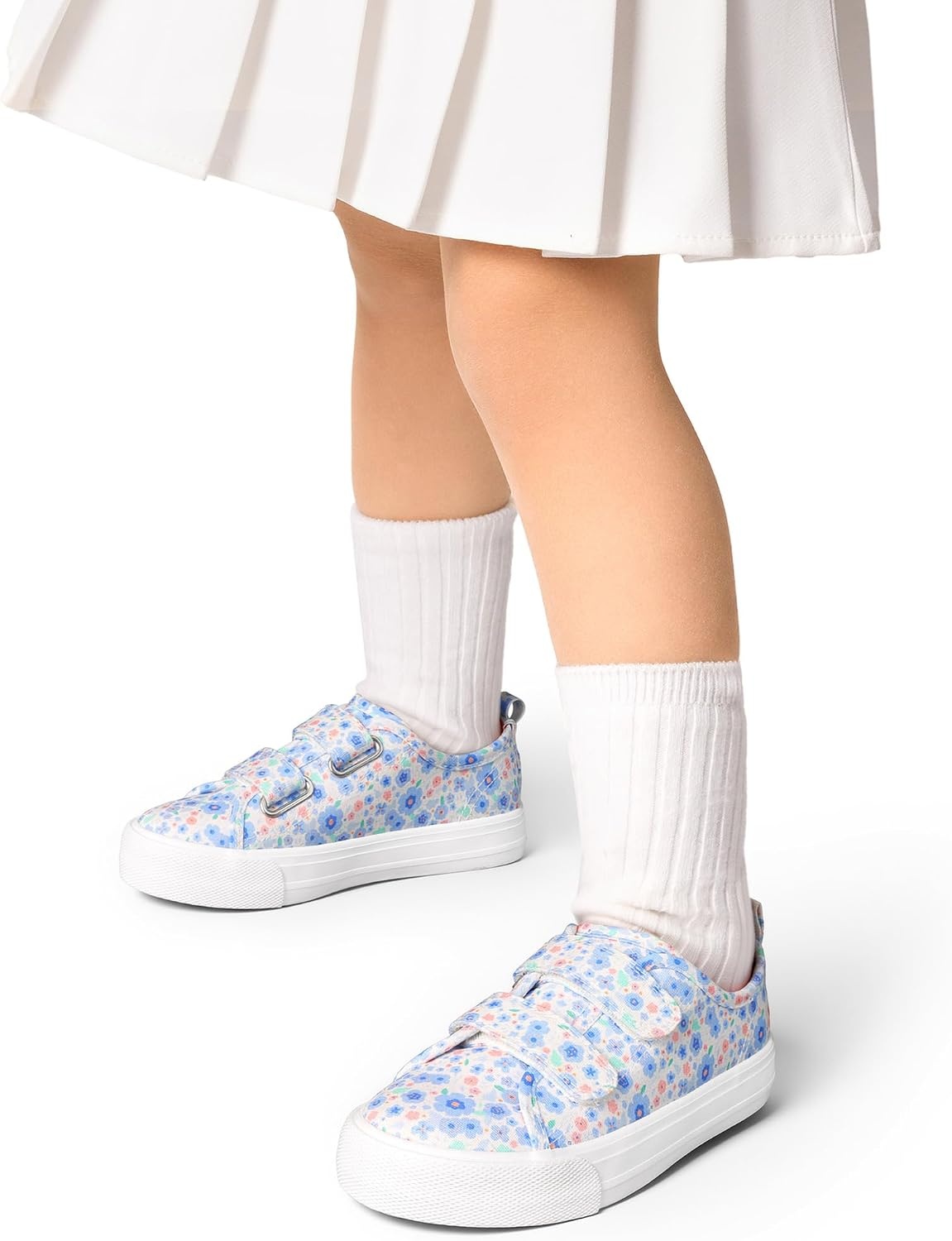 image:imageDREAM PAIRS Kids Sneakers Hook amp Loops Playful cartoon design Breathable upper Lightweight Girls toddler Canvas ShoesLight BluePink