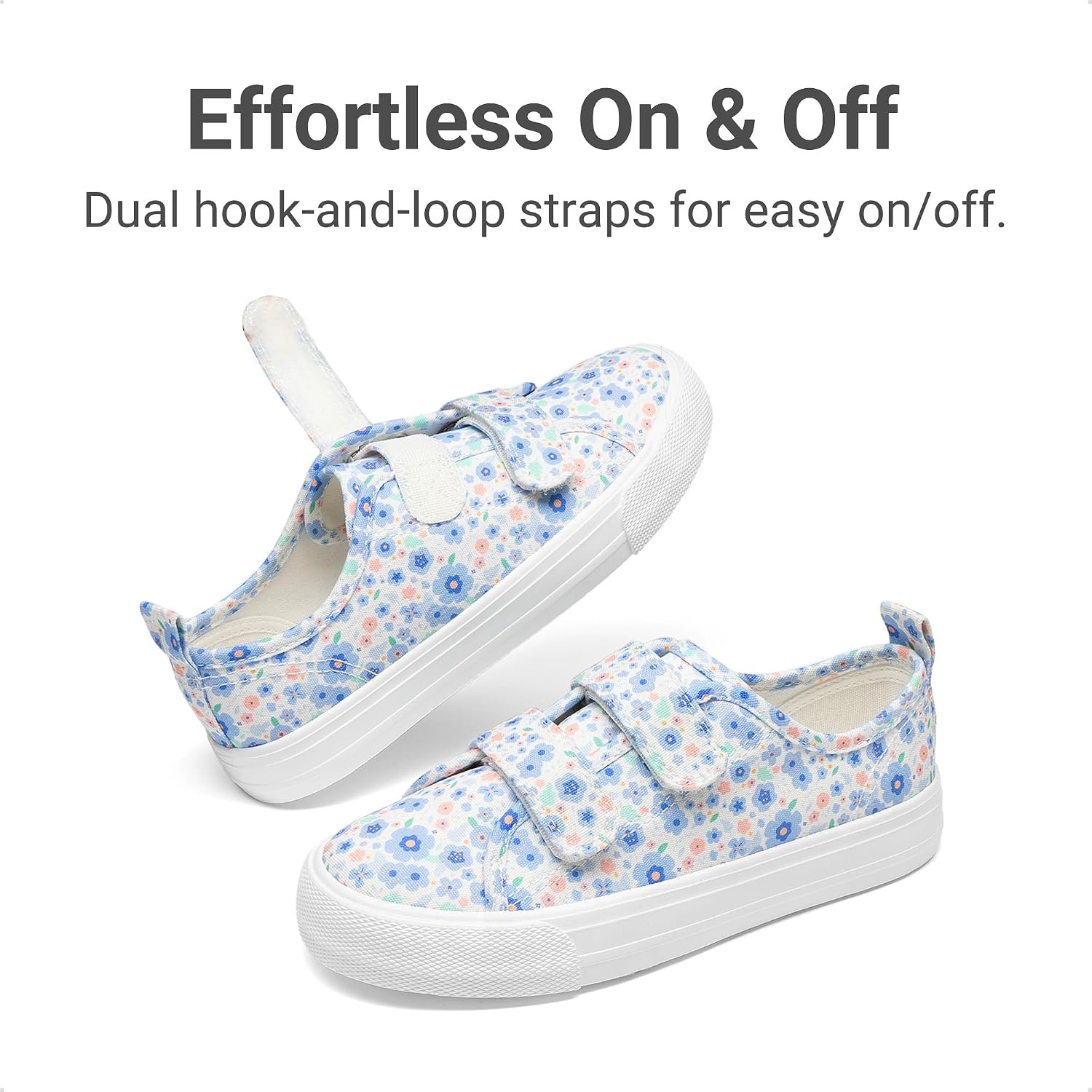 image:imageDREAM PAIRS Kids Sneakers Hook amp Loops Playful cartoon design Breathable upper Lightweight Girls toddler Canvas ShoesLight BluePink