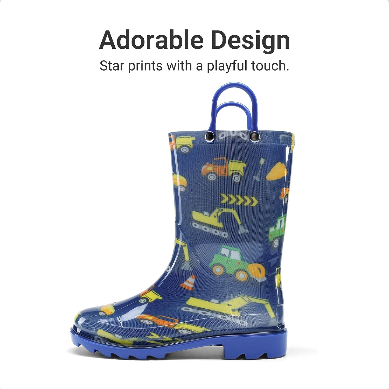 image:imageDREAM PAIRS Kids Waterproof Rain Boots LightweightNonSlip OutsoleOutdoor Rainy PlayCute Printed PatternsUnisex Boys Girls ToddlerDark Blue