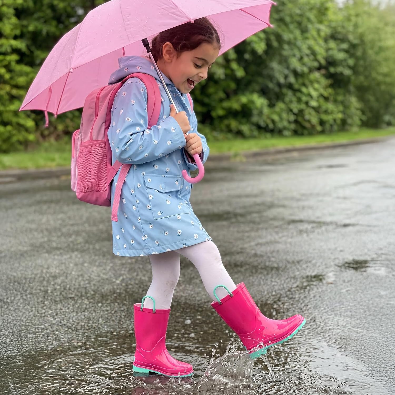 image:imageDREAM PAIRS Kids Waterproof Rain Boots LightweightNonSlip OutsoleOutdoor Rainy PlayCute Printed PatternsUnisex Boys Girls ToddlerHot Pink