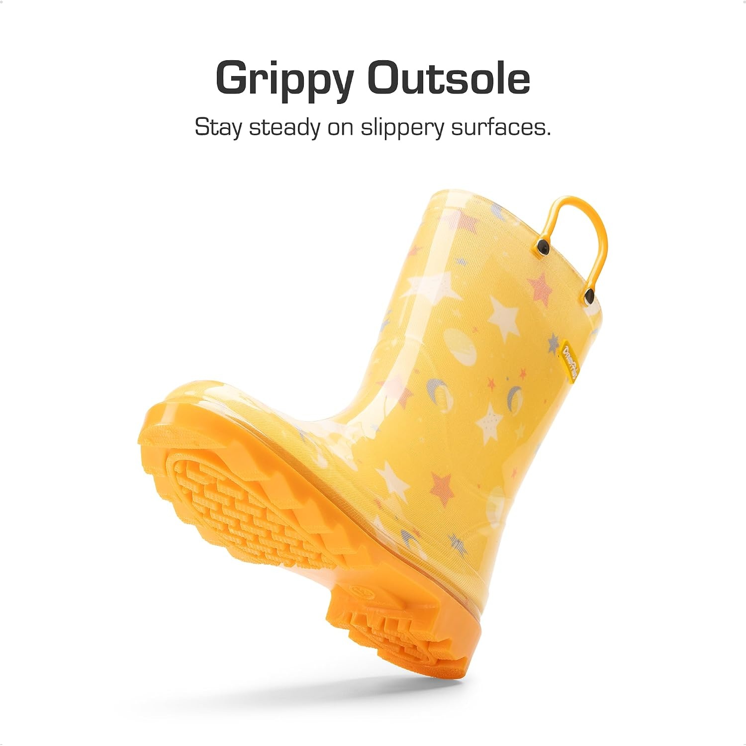 image:imageDREAM PAIRS Kids Waterproof Rain Boots LightweightNonSlip OutsoleOutdoor Rainy PlayCute Printed PatternsUnisex Boys Girls ToddlerOrange