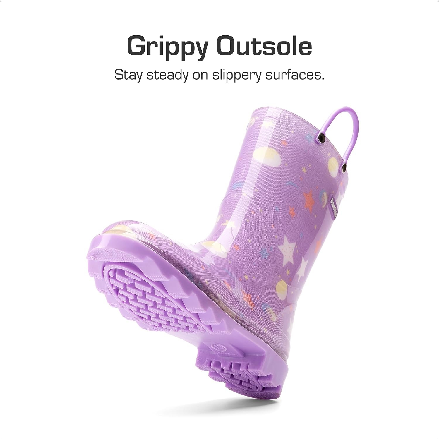 image:imageDREAM PAIRS Kids Waterproof Rain Boots LightweightNonSlip OutsoleOutdoor Rainy PlayCute Printed PatternsUnisex Boys Girls ToddlerPurple