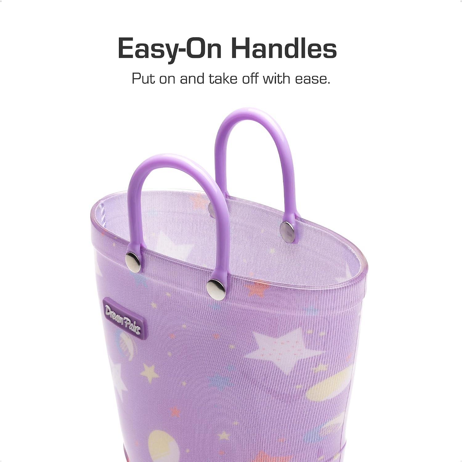 image:imageDREAM PAIRS Kids Waterproof Rain Boots LightweightNonSlip OutsoleOutdoor Rainy PlayCute Printed PatternsUnisex Boys Girls ToddlerPurple