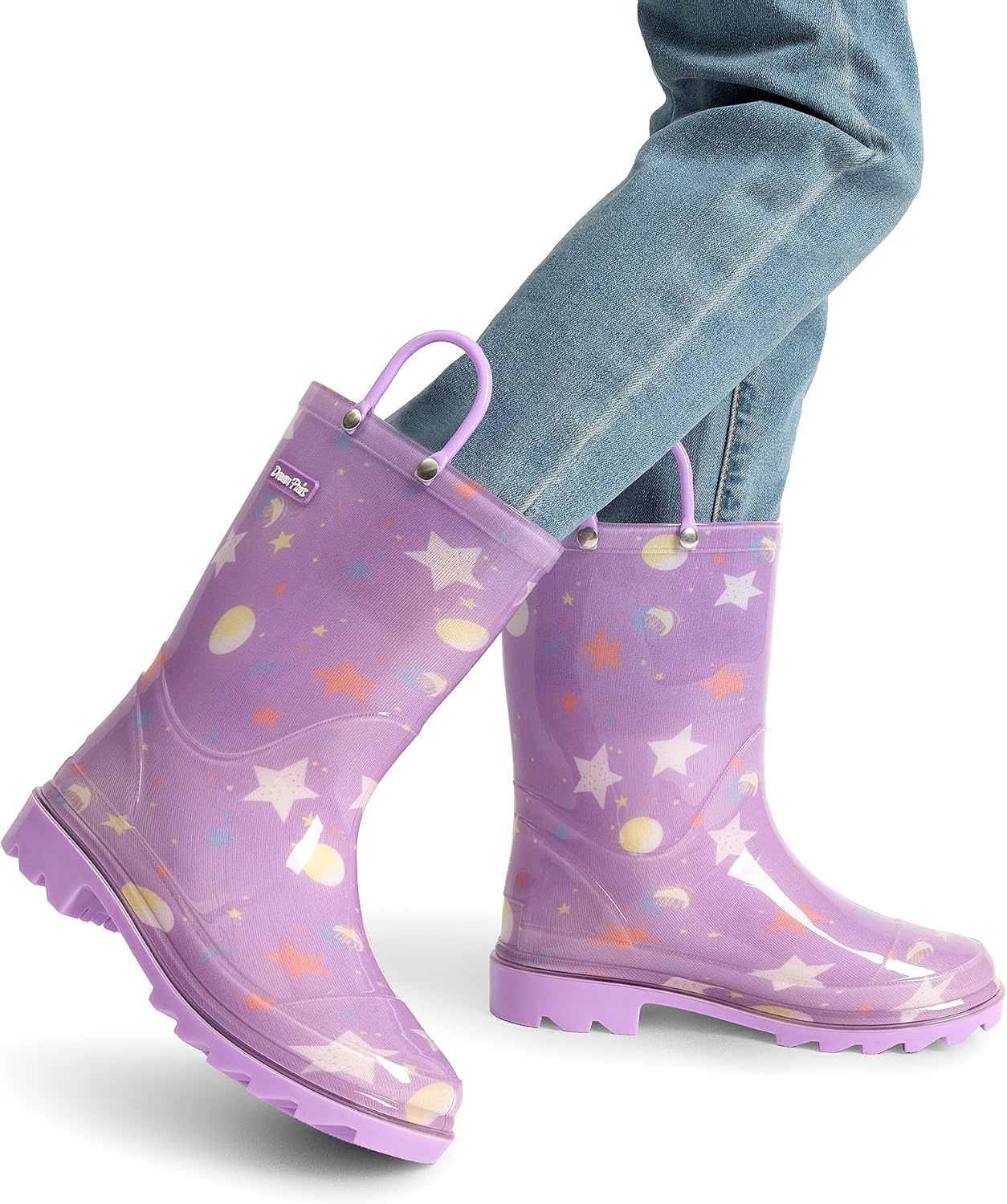 image:imageDREAM PAIRS Kids Waterproof Rain Boots LightweightNonSlip OutsoleOutdoor Rainy PlayCute Printed PatternsUnisex Boys Girls ToddlerPurple