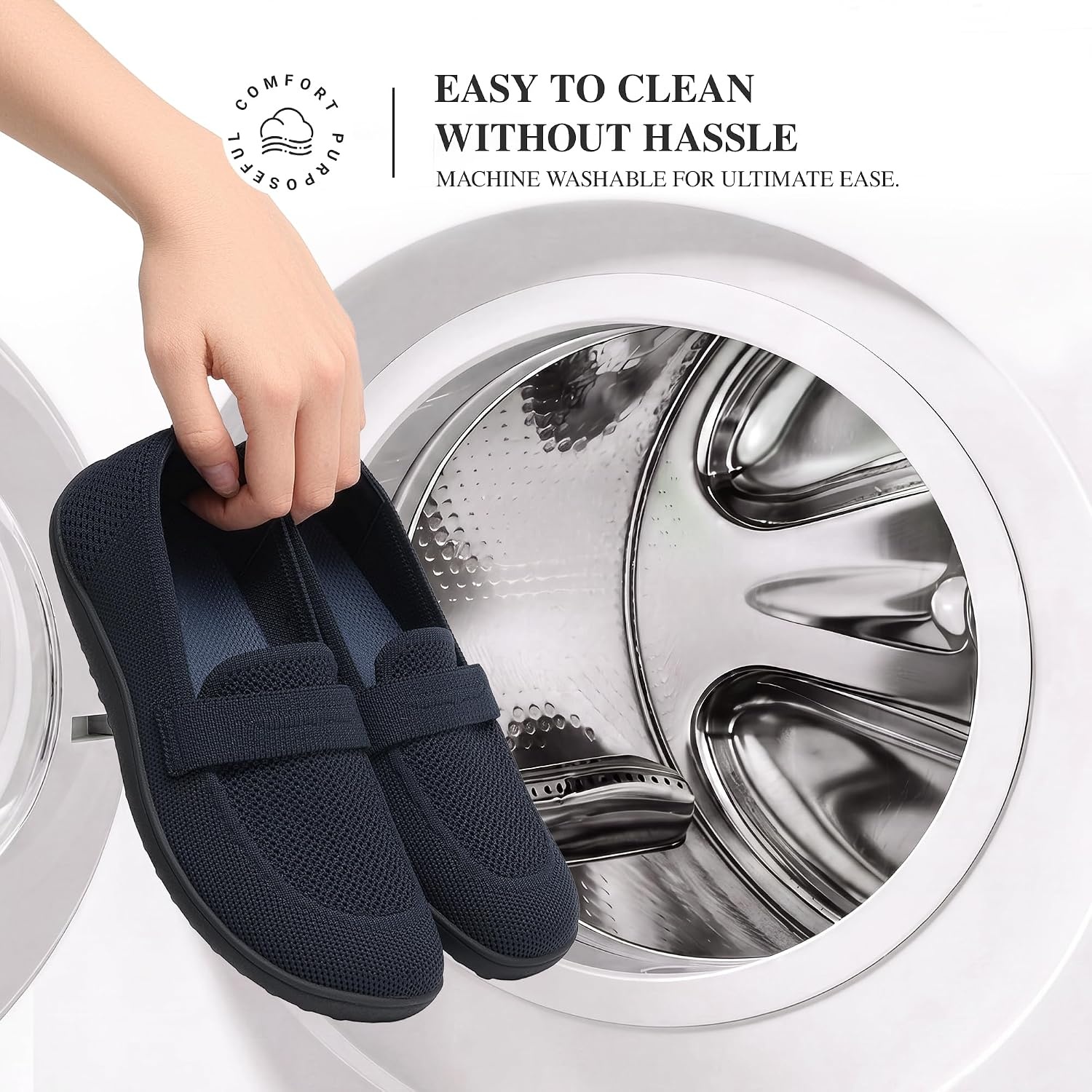 image:imageDREAM PAIRS Women Comfort Wide Toe Barefoot Knit Loafers Zerodrop barefoot sole Wide toe box with arch support with breathable upper foldable loafer for daily work businessNavy