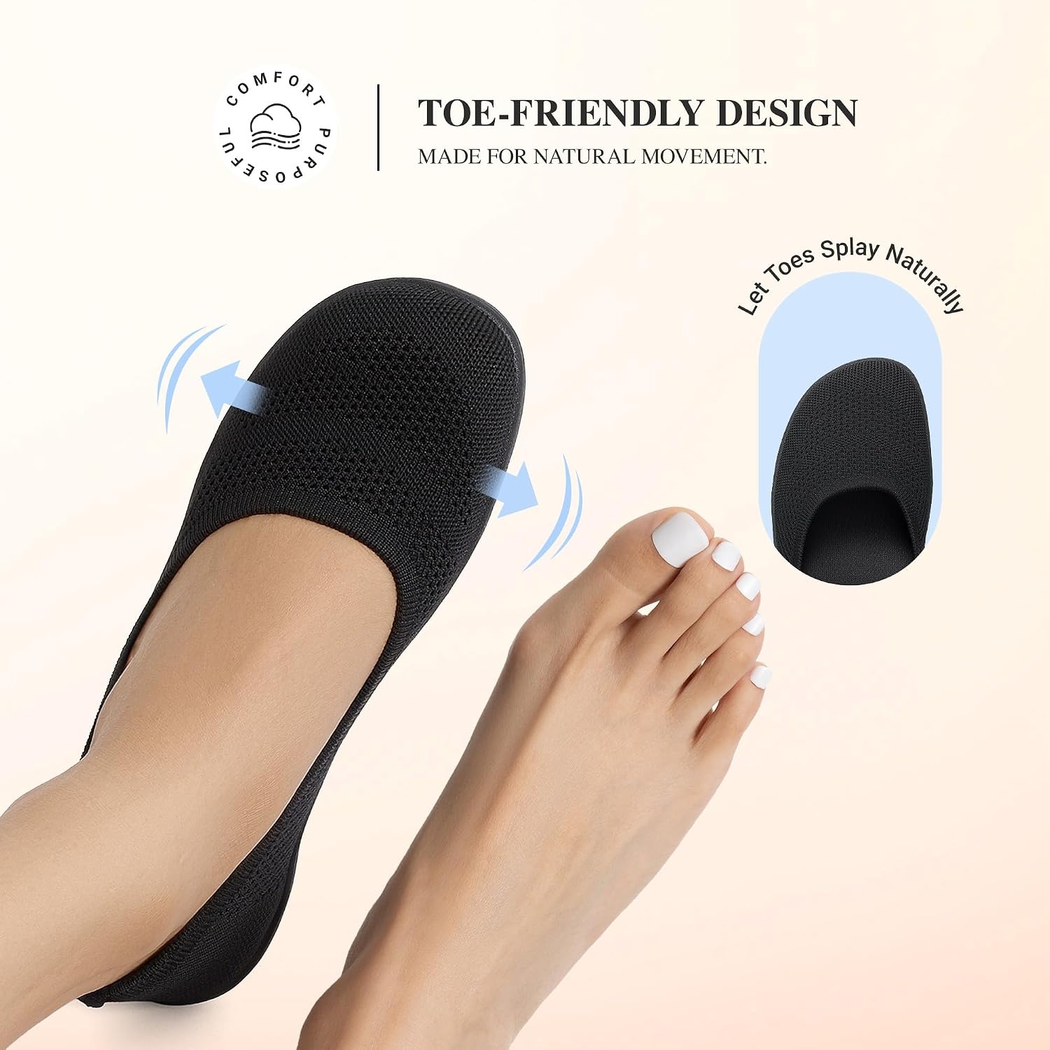 image:imageDREAM PAIRS Womens Ballet Flats Wide Toe Arch Support Comfort Barefoot Knit Breathable Foldable Antislip Flats Walking ShoesBlack