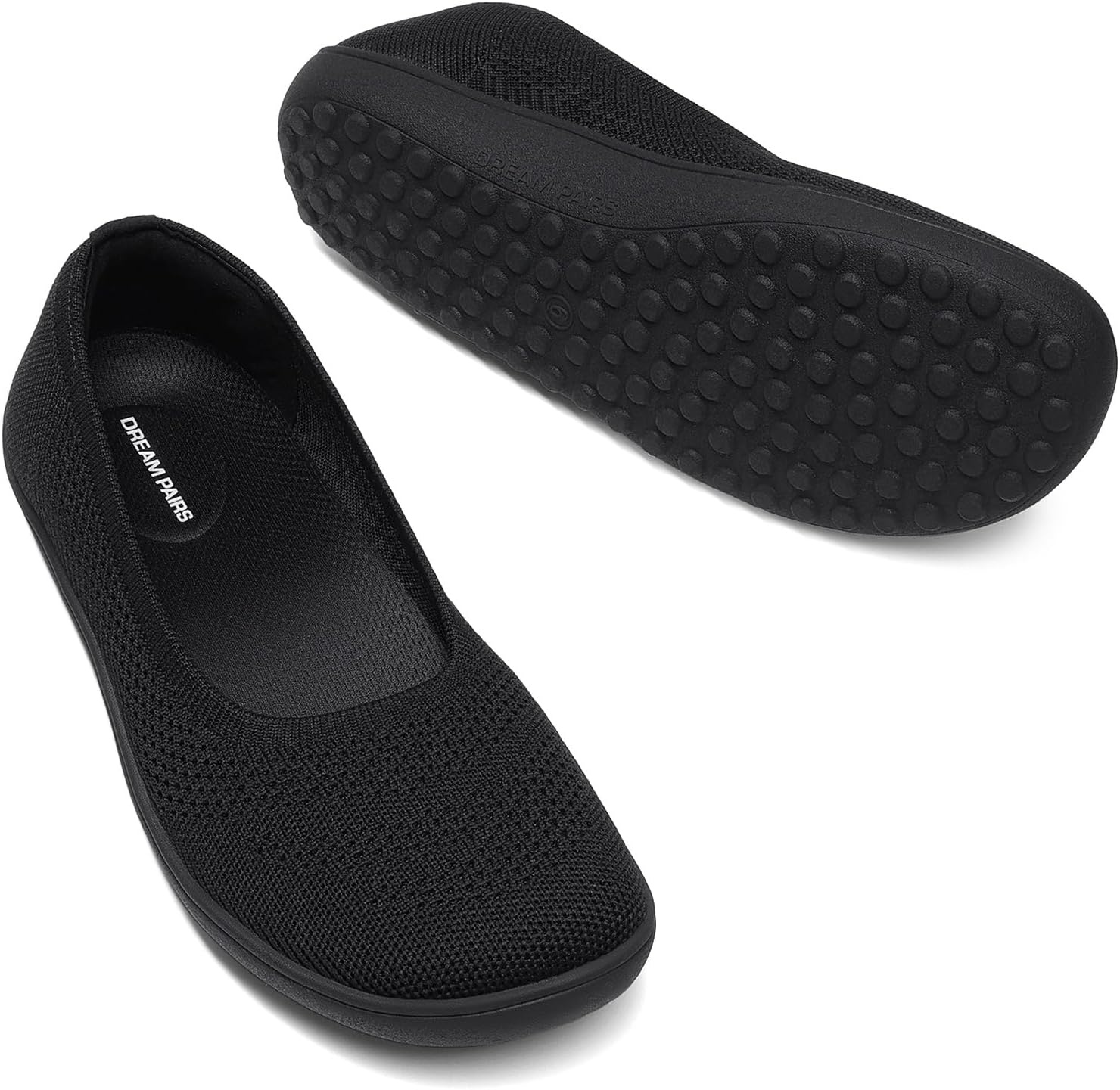 image:imageDREAM PAIRS Womens Ballet Flats Wide Toe Arch Support Comfort Barefoot Knit Breathable Foldable Antislip Flats Walking ShoesBlack