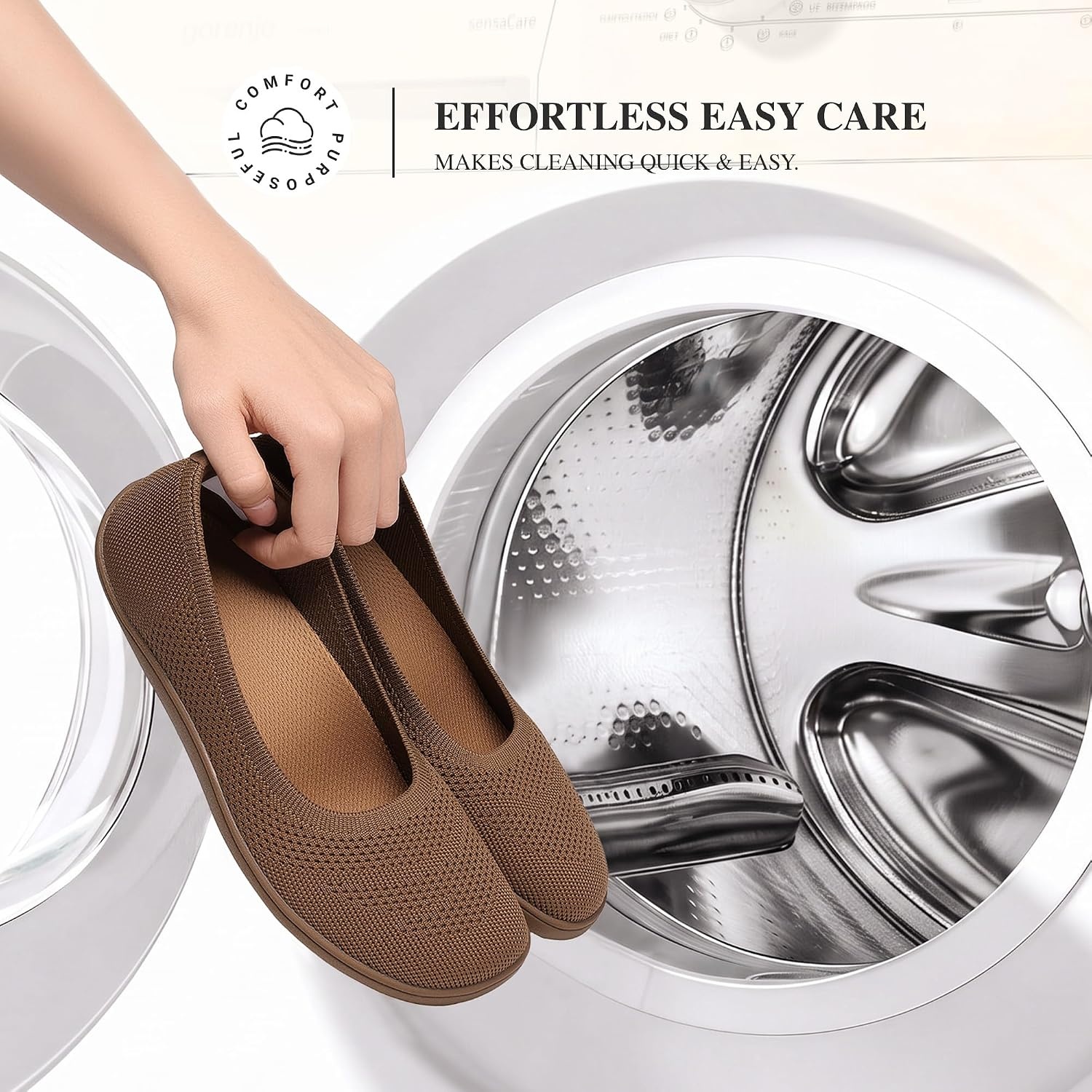 image:imageDREAM PAIRS Womens Ballet Flats Wide Toe Arch Support Comfort Barefoot Knit Breathable Foldable Antislip Flats Walking ShoesBrown