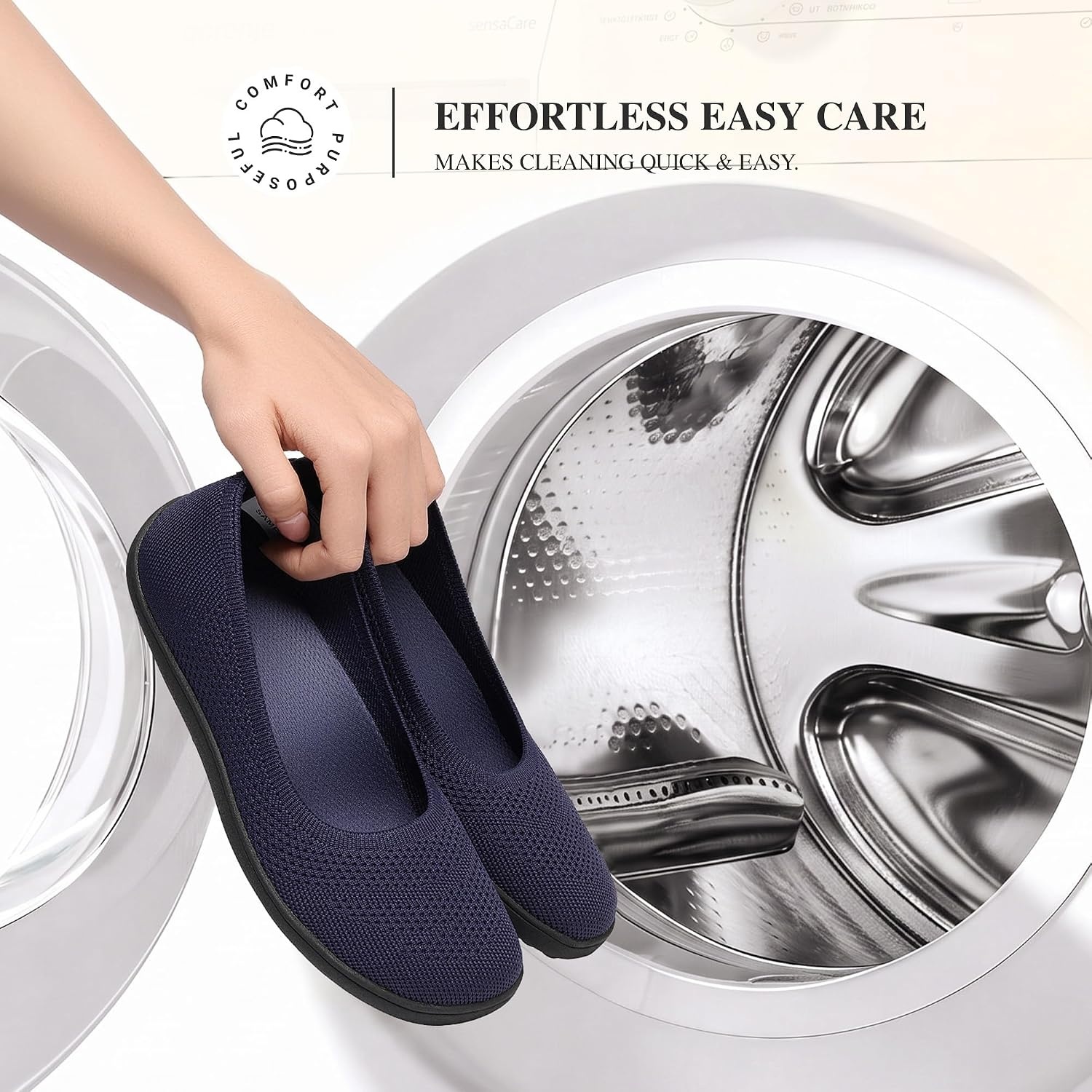 image:imageDREAM PAIRS Womens Ballet Flats Wide Toe Arch Support Comfort Barefoot Knit Breathable Foldable Antislip Flats Walking ShoesNavy