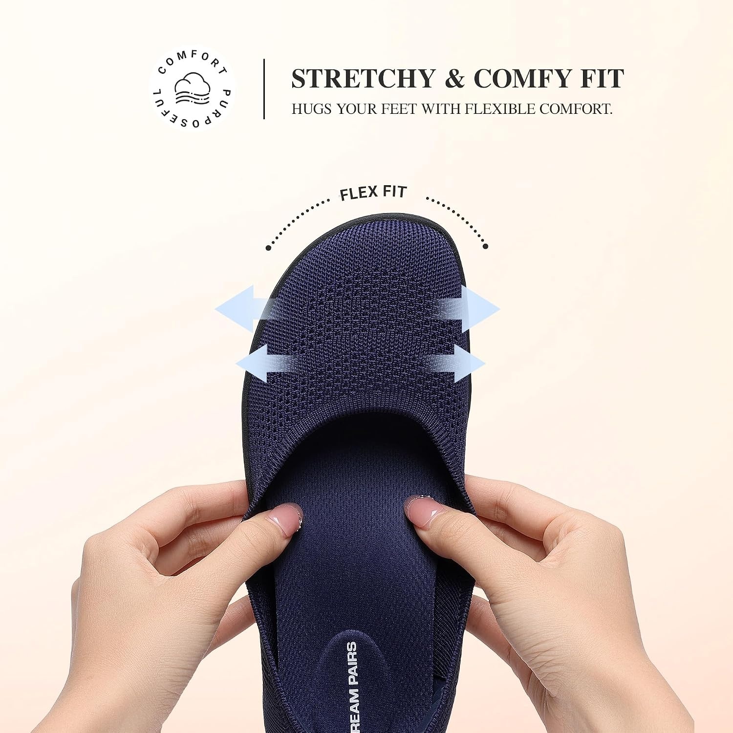 image:imageDREAM PAIRS Womens Ballet Flats Wide Toe Arch Support Comfort Barefoot Knit Breathable Foldable Antislip Flats Walking ShoesNavy