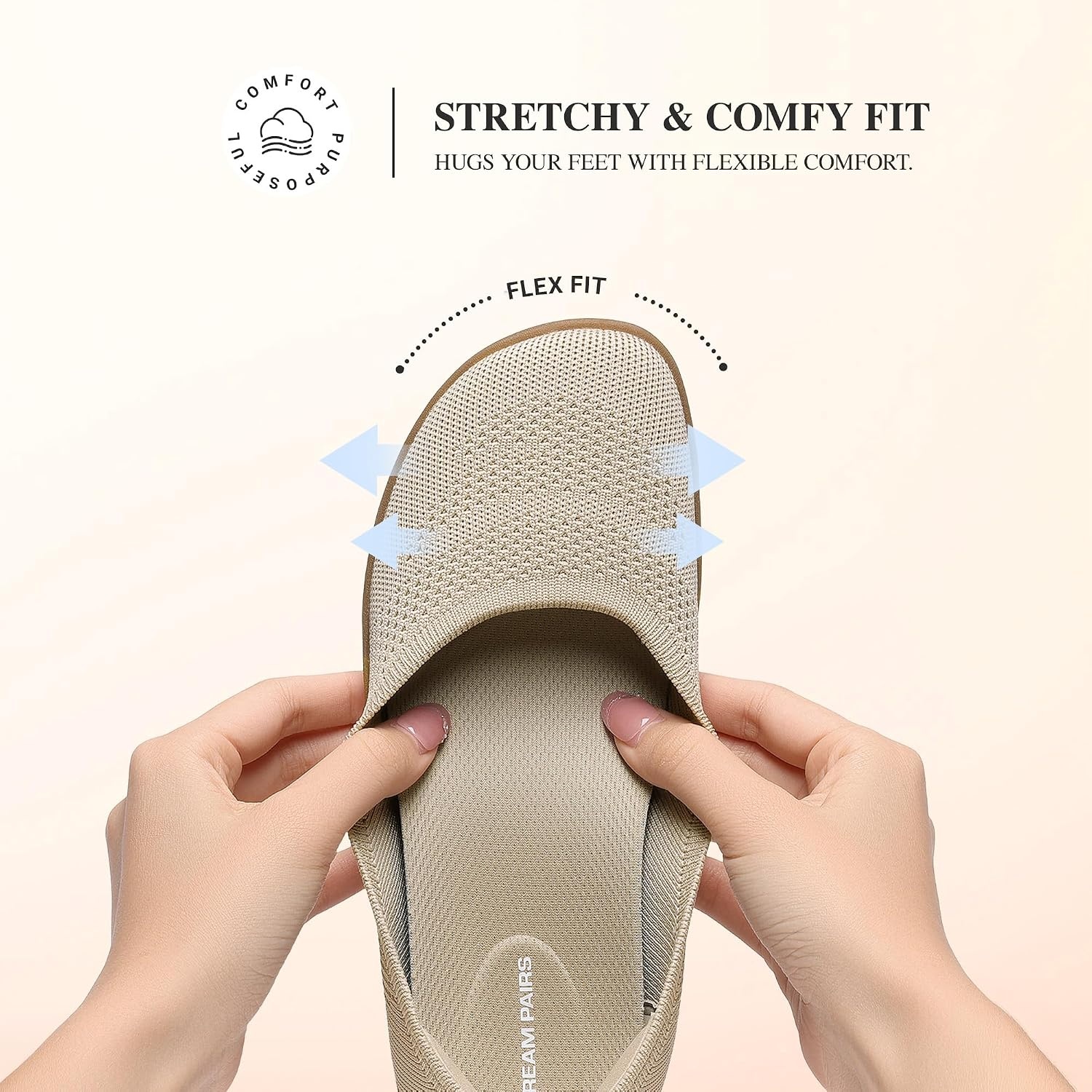 image:imageDREAM PAIRS Womens Ballet Flats Wide Toe Arch Support Comfort Barefoot Knit Breathable Foldable Antislip Flats Walking ShoesNude