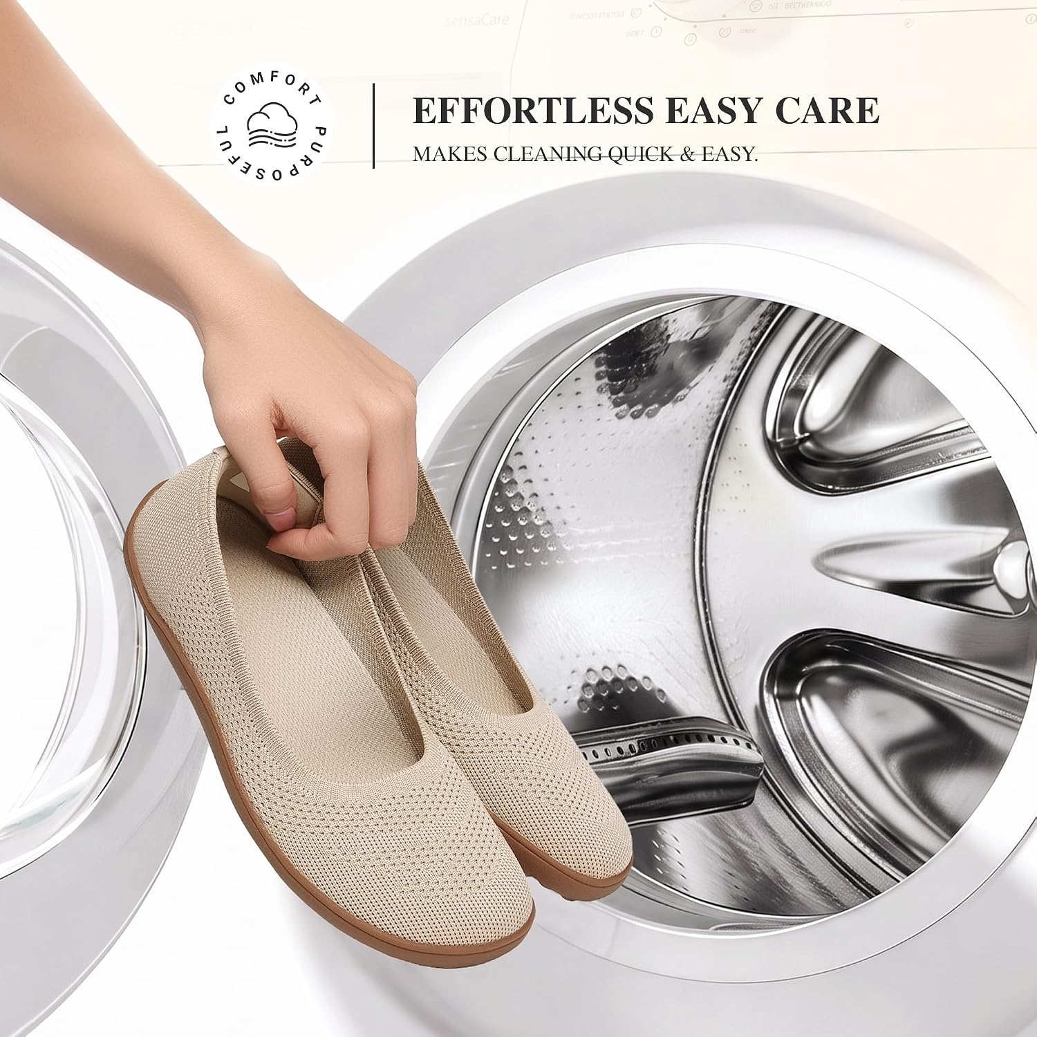 image:imageDREAM PAIRS Womens Ballet Flats Wide Toe Arch Support Comfort Barefoot Knit Breathable Foldable Antislip Flats Walking ShoesNude