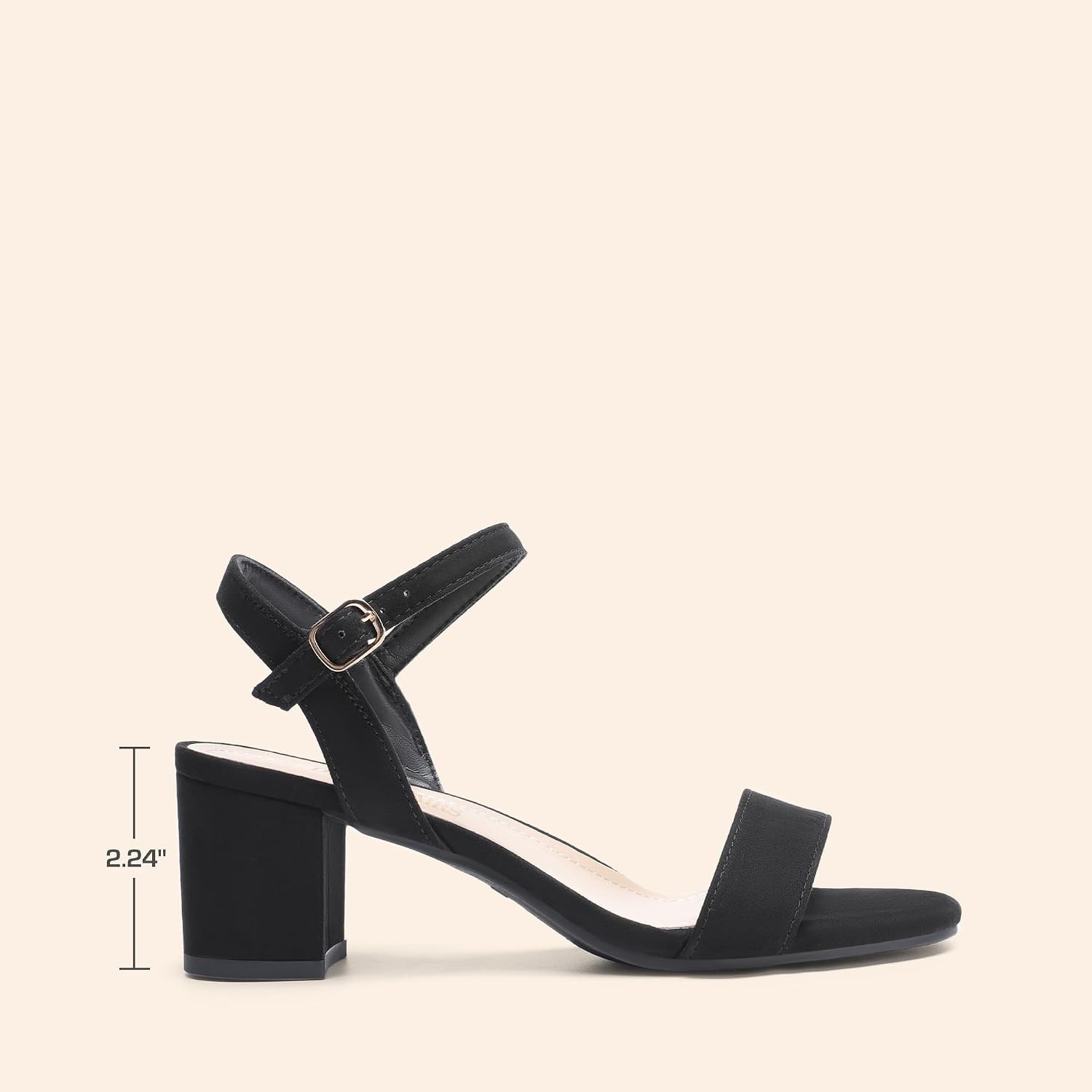 image:imageDREAM PAIRS Womens Chunky Low Heeled Sandals Comfortable Open Toe Ankle Strap Classic Short Block Sandals with Buckle for Daily Work Wedding PartyBlacksuede