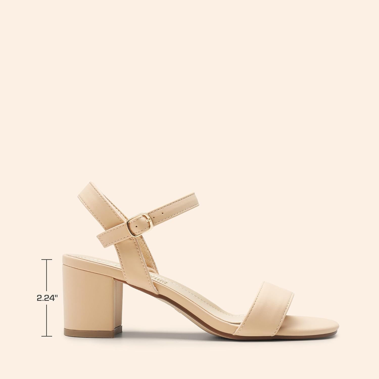 image:imageDREAM PAIRS Womens Chunky Low Heeled Sandals Comfortable Open Toe Ankle Strap Classic Short Block Sandals with Buckle for Daily Work Wedding PartyNudenubuck