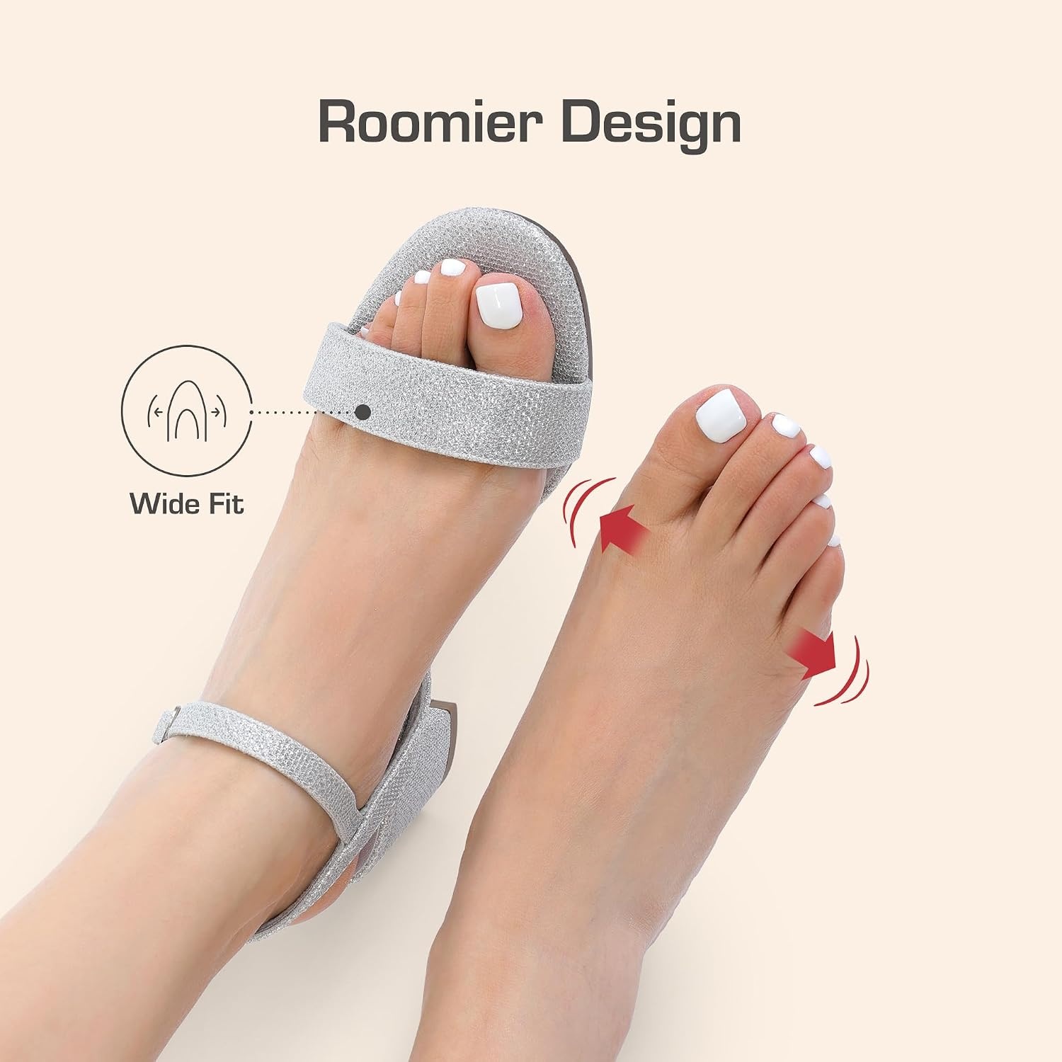 image:imageDREAM PAIRS Womens Chunky Low Heeled Sandals Comfortable Open Toe Ankle Strap Classic Short Block Sandals with Buckle for Daily Work Wedding PartySilverglitter