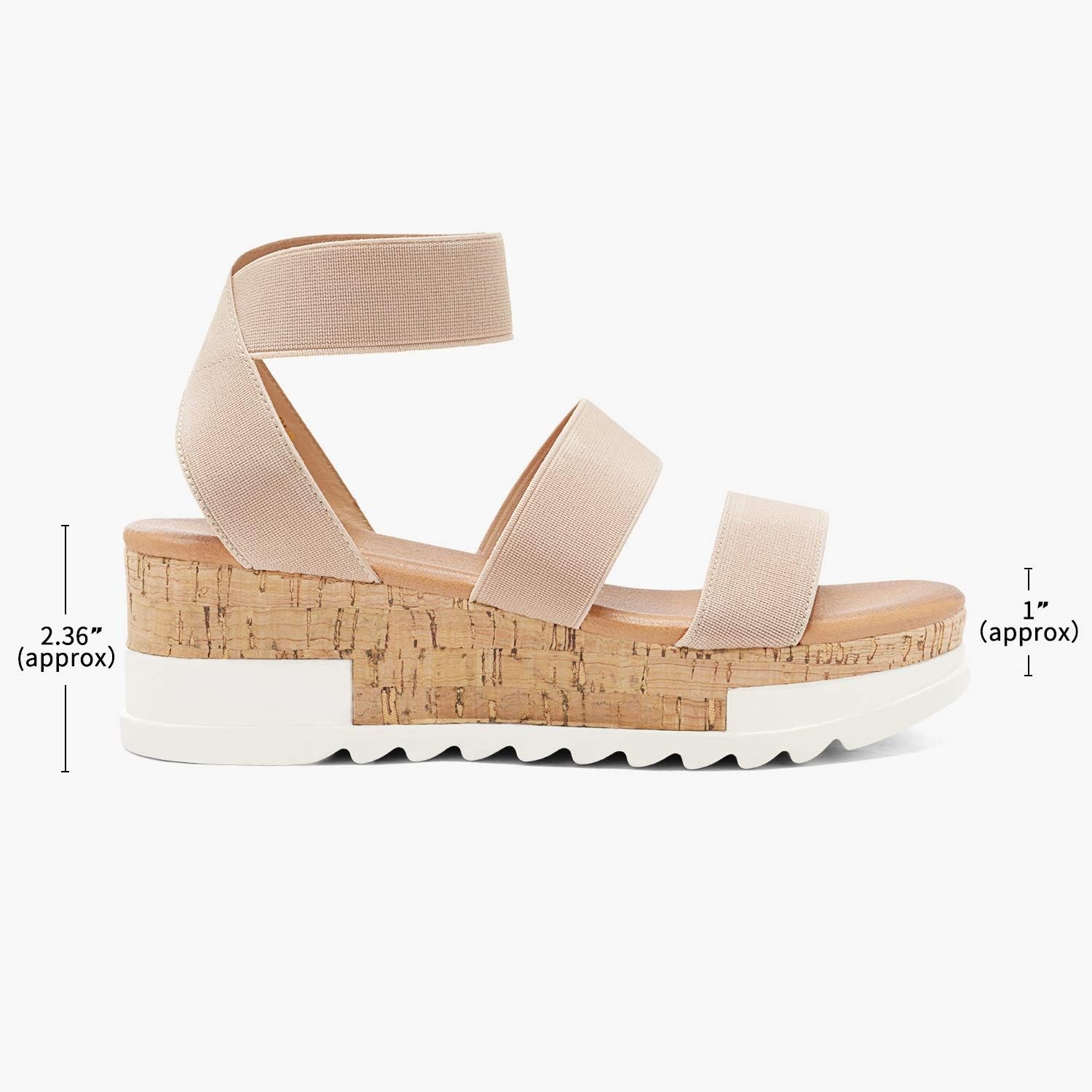 image:imageDREAM PAIRS Womens Open Toe Elastic Platform Wedge Sandals Lightweight flatform sandals with a cushioned footbed for walking vacations shopping and allday comfortNude