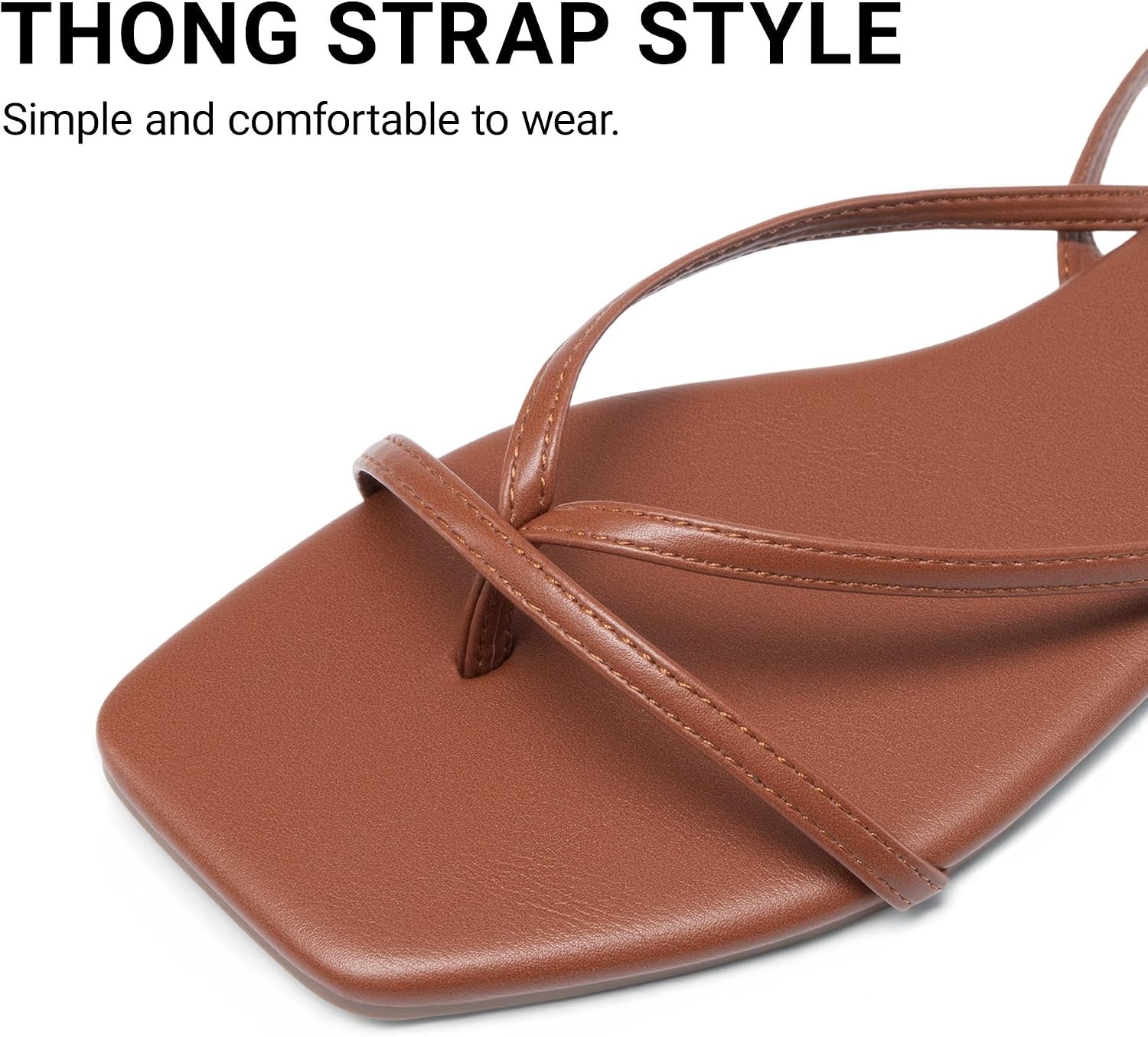 image:imageDREAM PAIRS Womens Strappy Lace Up Summer Flat Sandals Comfortable Thong Design Gladiator Dressy Square Toe Tie Up Sandals for Walking Beach Vocation City Walks TravelBrown