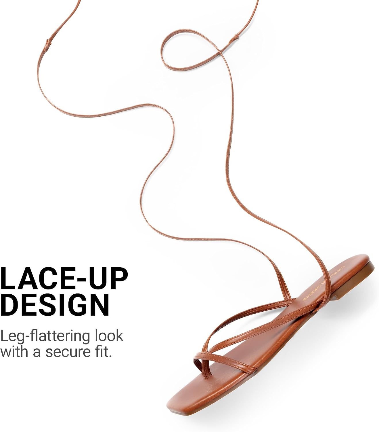 image:imageDREAM PAIRS Womens Strappy Lace Up Summer Flat Sandals Comfortable Thong Design Gladiator Dressy Square Toe Tie Up Sandals for Walking Beach Vocation City Walks TravelBrown