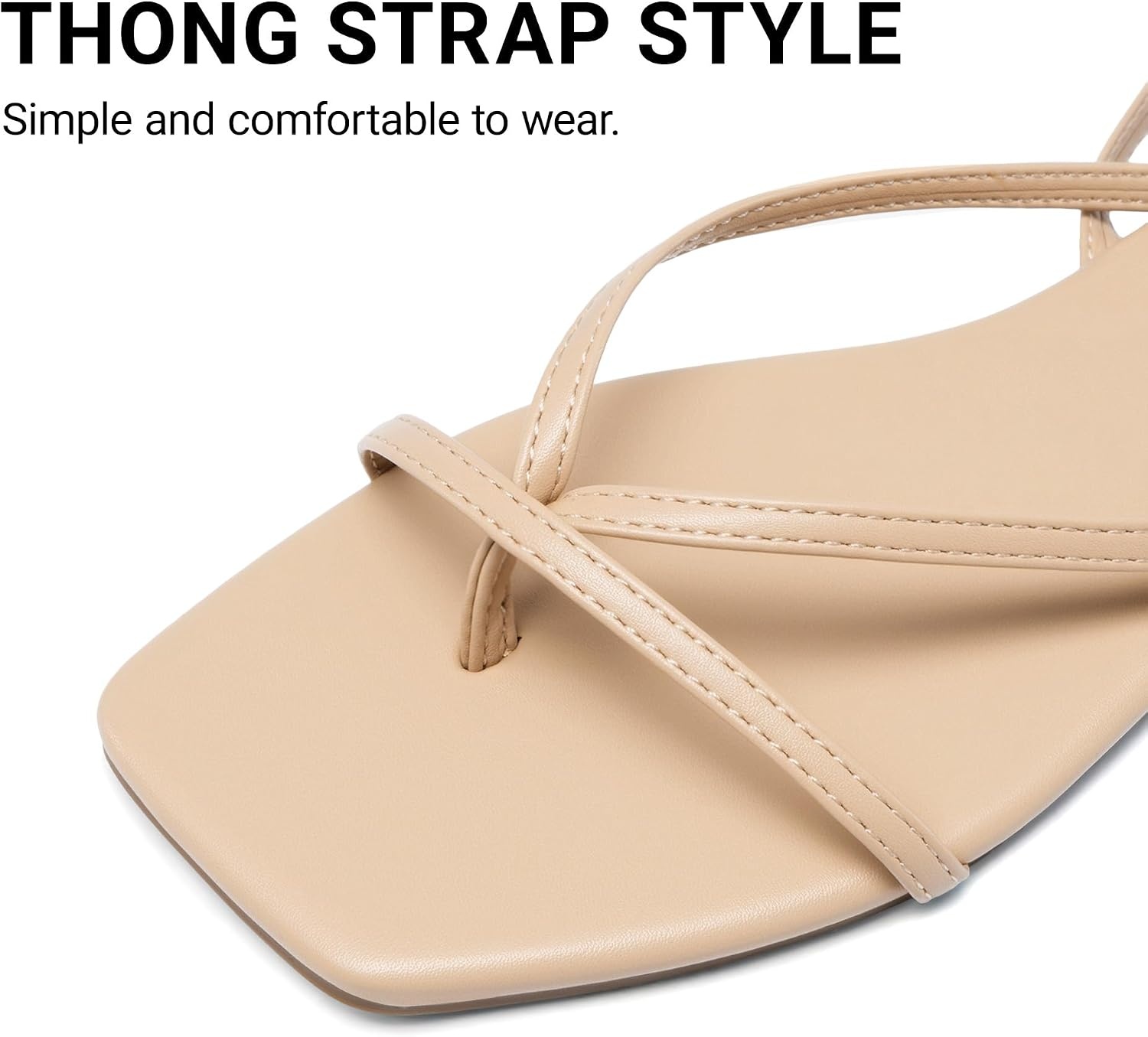 image:imageDREAM PAIRS Womens Strappy Lace Up Summer Flat Sandals Comfortable Thong Design Gladiator Dressy Square Toe Tie Up Sandals for Walking Beach Vocation City Walks TravelNude