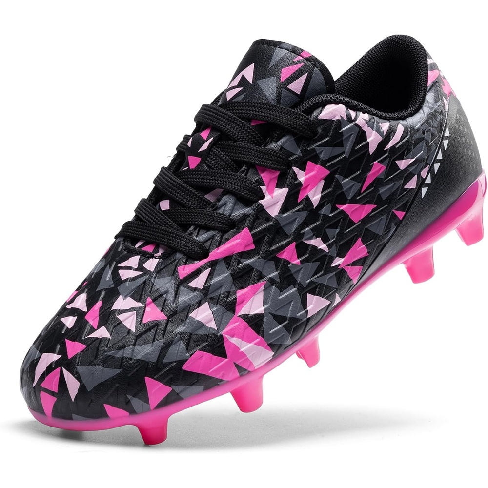 image:imageDREAM PAIRS Boys Girls Soccer Cleats Youth Firm Ground Athletic Outdoor Training Football Shoes for Little Kid Big Kid ToddlerBlackHot Pink