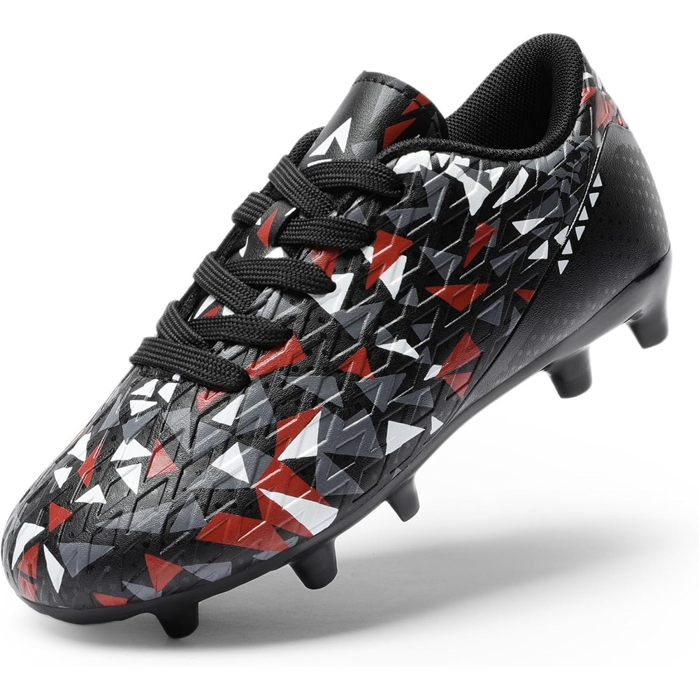 image:imageDREAM PAIRS Boys Girls Soccer Cleats Youth Firm Ground Athletic Outdoor Training Football Shoes for Little Kid Big Kid ToddlerBlackRed