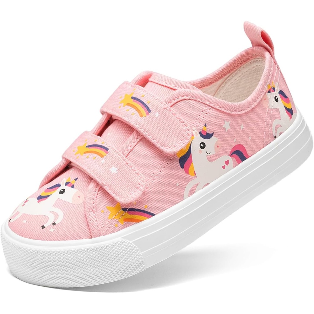 image:imageDREAM PAIRS Kids Sneakers Hook amp Loops Playful cartoon design Breathable upper Lightweight Girls toddler Canvas ShoesPink