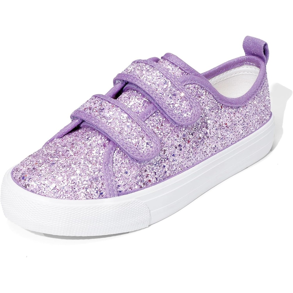 image:imageDREAM PAIRS Kids Sneakers Hook amp Loops Playful cartoon design Breathable upper Lightweight Girls toddler Canvas ShoesPurple