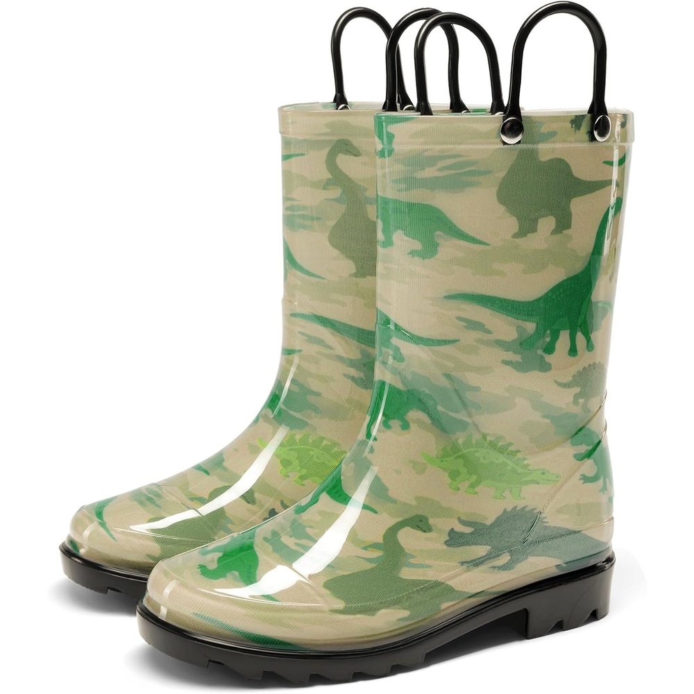 image:imageDREAM PAIRS Kids Waterproof Rain Boots  LightweightNonSlip OutsoleOutdoor Rainy PlayCute Printed PatternsUnisex Boys Girls ToddlerCamo
