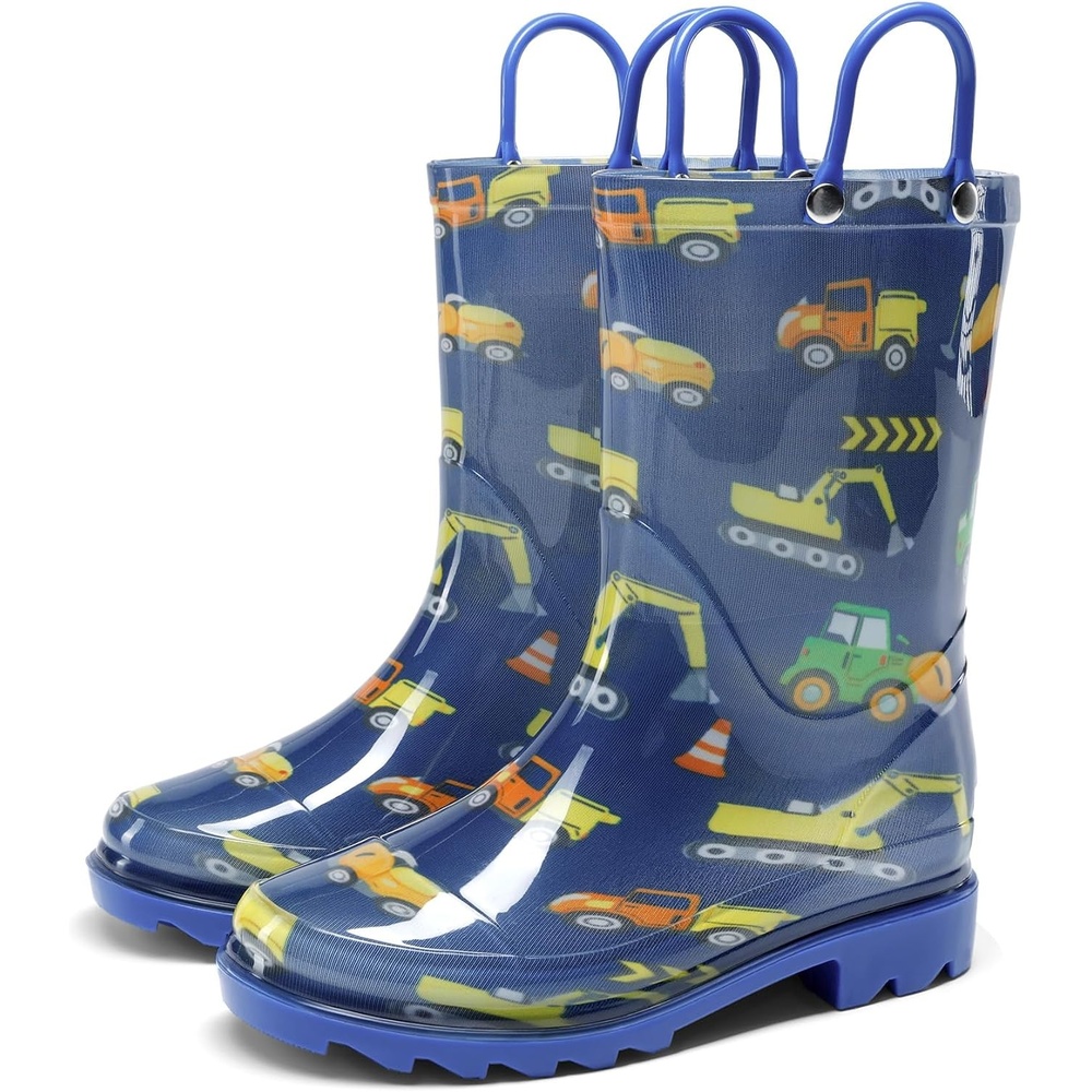 image:imageDREAM PAIRS Kids Waterproof Rain Boots  LightweightNonSlip OutsoleOutdoor Rainy PlayCute Printed PatternsUnisex Boys Girls ToddlerDark Blue