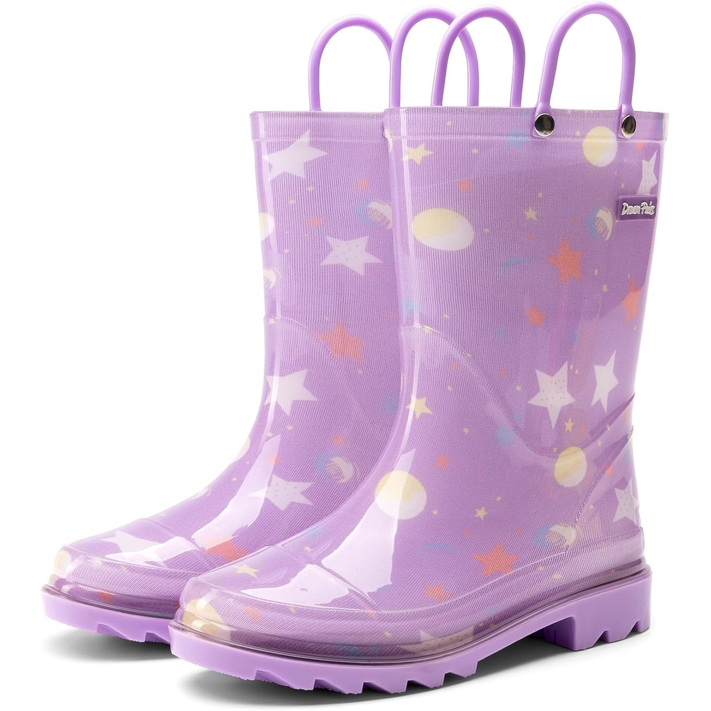 image:imageDREAM PAIRS Kids Waterproof Rain Boots LightweightNonSlip OutsoleOutdoor Rainy PlayCute Printed PatternsUnisex Boys Girls ToddlerPurple