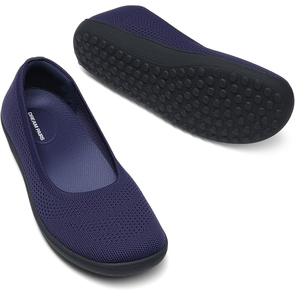 image:imageDREAM PAIRS Womens Ballet Flats Wide Toe Arch Support Comfort Barefoot Knit Breathable Foldable Antislip Flats Walking ShoesNavy