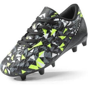 DREAM PAIRS Boys Girls Soccer Cleats | Youth Firm Ground Athletic Outdoor Training Football Shoes for Little Kid, Big Kid, Toddler(Black/Neon/Green)