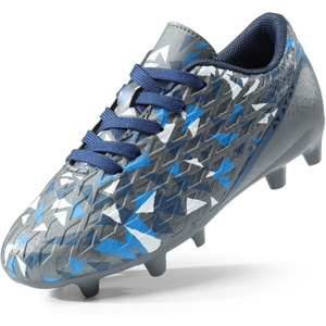 DREAM PAIRS Boys Girls Soccer Cleats | Youth Firm Ground Athletic Outdoor Training Football Shoes for Little Kid, Big Kid, Toddler(Dark/Grey/Royal/Blue)