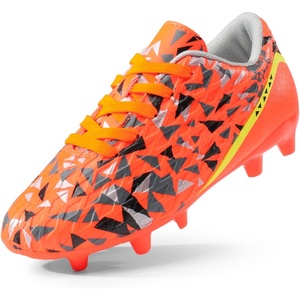 DREAM PAIRS Boys Girls Soccer Cleats | Youth Firm Ground Athletic Outdoor Training Football Shoes for Little Kid, Big Kid, Toddler(Orange/Dark/Grey/Yellow)