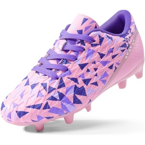 DREAM PAIRS Boys Girls Soccer Cleats | Youth Firm Ground Athletic Outdoor Training Football Shoes for Little Kid, Big Kid, Toddler(Pink/Purple)