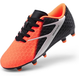 DREAM PAIRS Girl Toddler Boys Soccer Cleats | Textured Upper Improves Control, Rubber Outsole Boosts Grip, EVA Footbed Adds Cushioning; Arch Support Reduces Fatigue(Black/Orange)