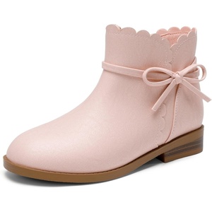 DREAM PAIRS Girls Ankle Boots Side Zipper Booties | Low Heel Side Zipper Ruffled Fall Dress Booties Sweet Timeless Charm Dressing Easy Daily School, Parties, Daily Outings(Pink)