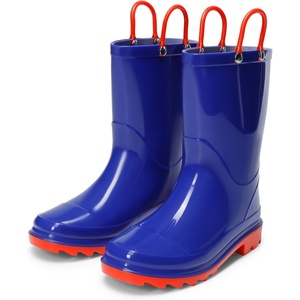 DREAM PAIRS Kids Waterproof Rain Boots | Lightweight,Non-Slip Outsole,Outdoor Rainy Play,Cute Printed Patterns,Unisex Boys Girls Toddler(Blue)