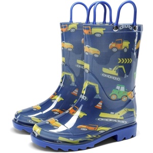 DREAM PAIRS Kids Waterproof Rain Boots | Lightweight,Non-Slip Outsole,Outdoor Rainy Play,Cute Printed Patterns,Unisex Boys Girls Toddler(Dark Blue)