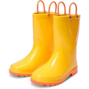 DREAM PAIRS Kids Waterproof Rain Boots | Lightweight,Non-Slip Outsole,Outdoor Rainy Play,Cute Printed Patterns,Unisex Boys Girls Toddler(Yellow)