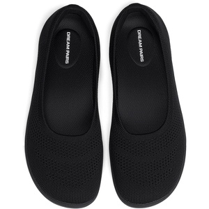 DREAM PAIRS Women’s Ballet Flats Wide Toe Arch Support | Comfort Barefoot, Knit Breathable, Foldable Anti-slip Flats Walking Shoes(Black)