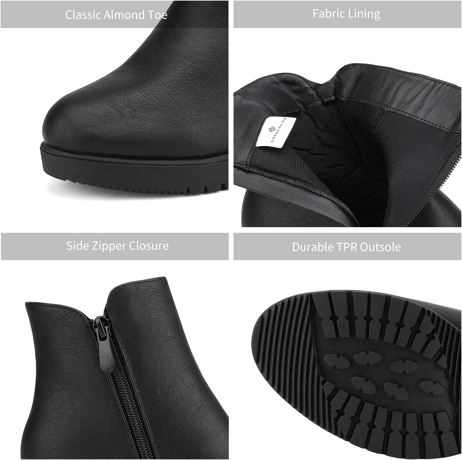 image:imageDREAM PAIRS Womens Chunky Heel Platform Ankle BootsBlackPu